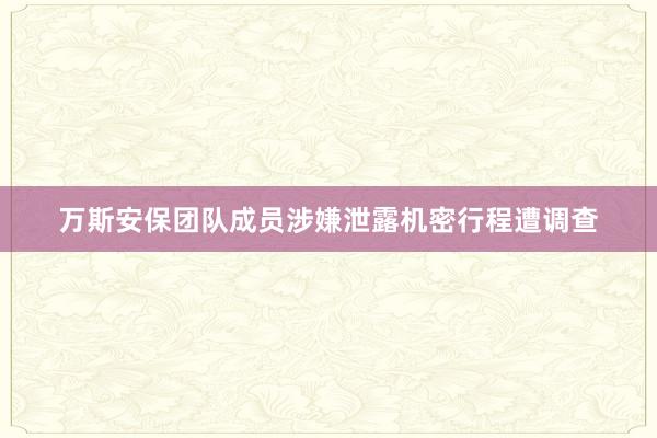 万斯安保团队成员涉嫌泄露机密行程遭调查