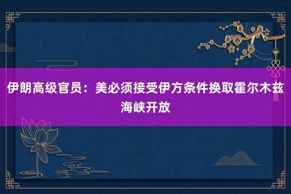 伊朗高级官员：美必须接受伊方条件换取霍尔木兹海峡开放