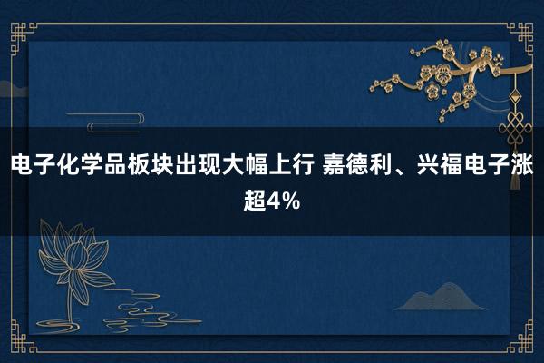 电子化学品板块出现大幅上行 嘉德利、兴福电子涨超4%