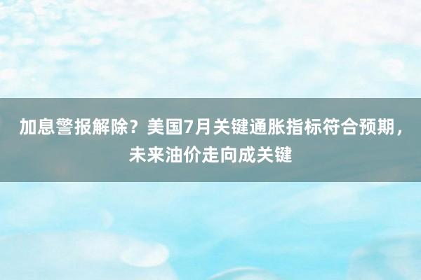 加息警报解除？美国7月关键通胀指标符合预期，未来油价走向成关键