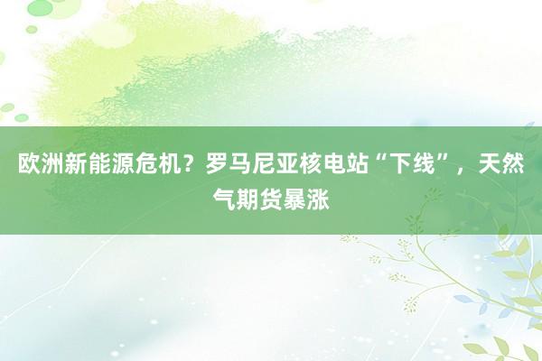 欧洲新能源危机?罗马尼亚核电站“下线”,天然气期货暴涨
