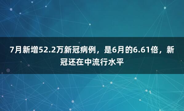 7月新增52.2万新冠病例，是6月的6.61倍，新冠还在中流行水平