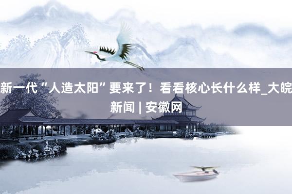 新一代“人造太阳”要来了！看看核心长什么样_大皖新闻 | 安徽网