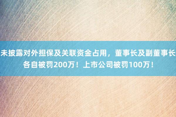 未披露对外担保及关联资金占用，董事长及副董事长各自被罚200万！上市公司被罚100万！