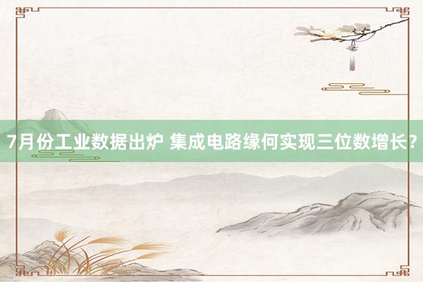 7月份工业数据出炉 集成电路缘何实现三位数增长？