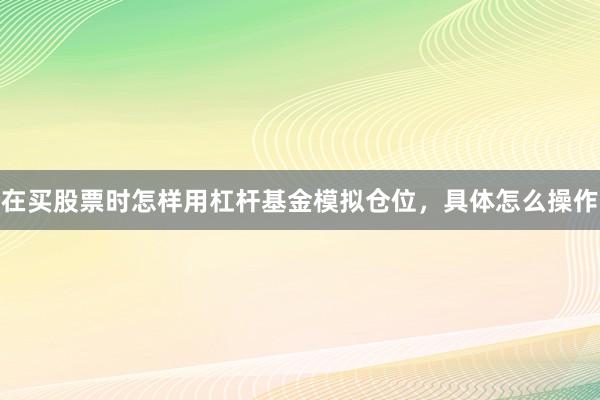 在买股票时怎样用杠杆基金模拟仓位，具体怎么操作