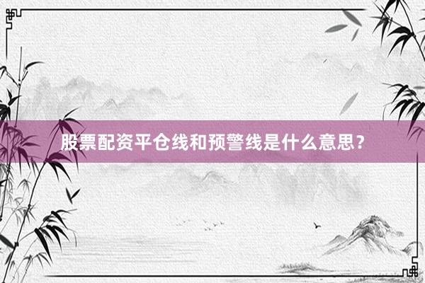 股票配资平仓线和预警线是什么意思？