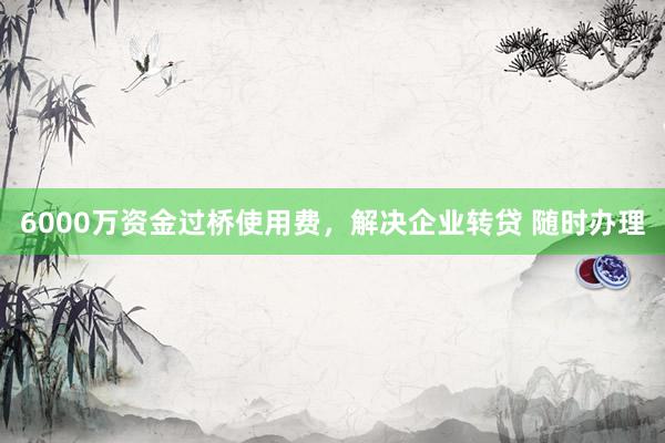 6000万资金过桥使用费，解决企业转贷 随时办理
