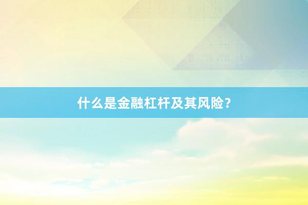 什么是金融杠杆及其风险？