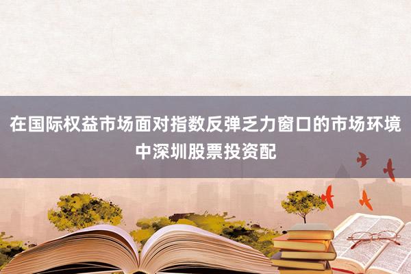 在国际权益市场面对指数反弹乏力窗口的市场环境中深圳股票投资配