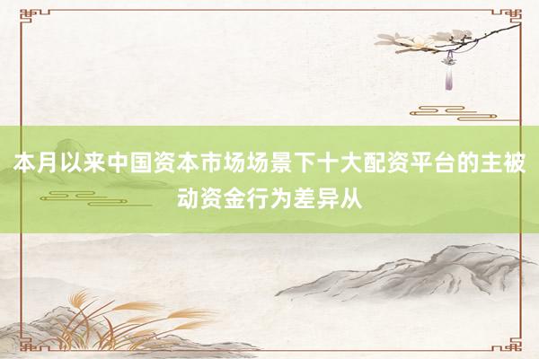 本月以来中国资本市场场景下十大配资平台的主被动资金行为差异从