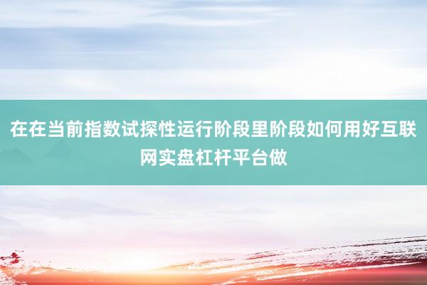 在在当前指数试探性运行阶段里阶段如何用好互联网实盘杠杆平台做