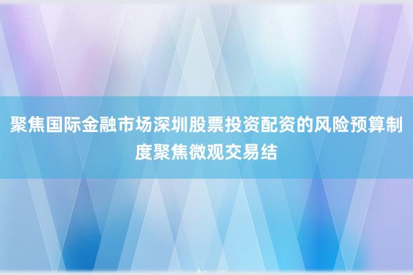 聚焦国际金融市场深圳股票投资配资的风险预算制度聚焦微观交易结