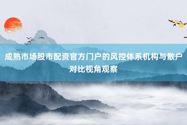 成熟市场股市配资官方门户的风控体系机构与散户对比视角观察
