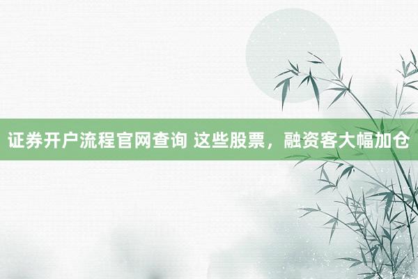 证券开户流程官网查询 这些股票，融资客大幅加仓