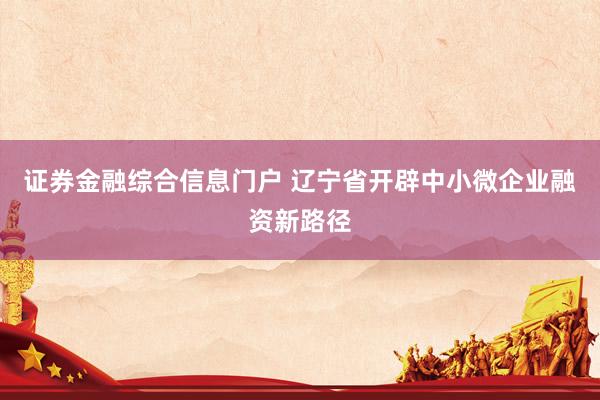 证券金融综合信息门户 辽宁省开辟中小微企业融资新路径