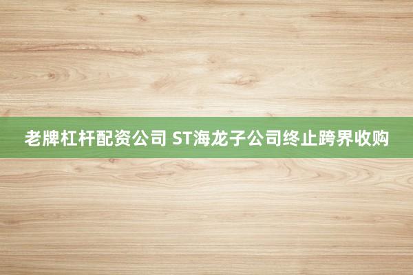 老牌杠杆配资公司 ST海龙子公司终止跨界收购