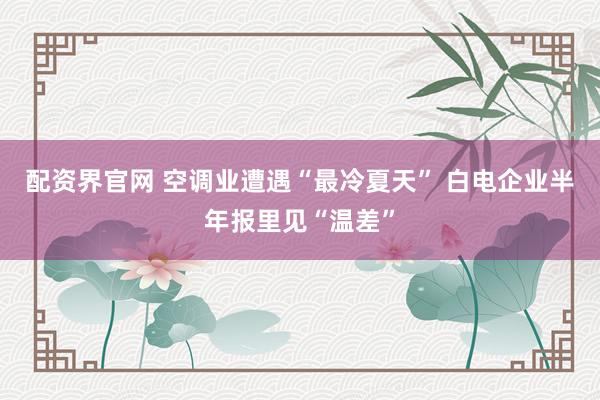 配资界官网 空调业遭遇“最冷夏天” 白电企业半年报里见“温差”